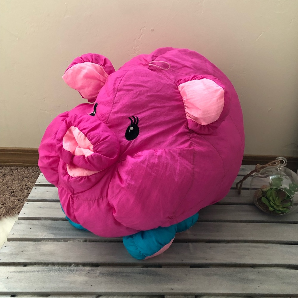 Rare Large Vintage Commonwealth 1991 Hot Puffs Puffalump Pink Pig Plush Animal